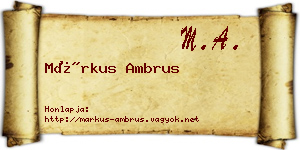 Márkus Ambrus névjegykártya